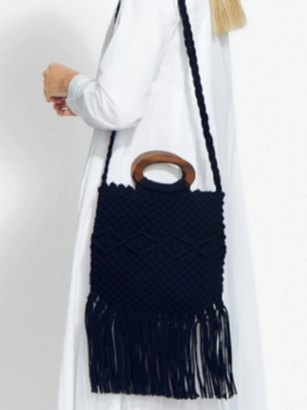 Danielle Nicole Macrame Bag in Black. New! - Picture 7 of 11